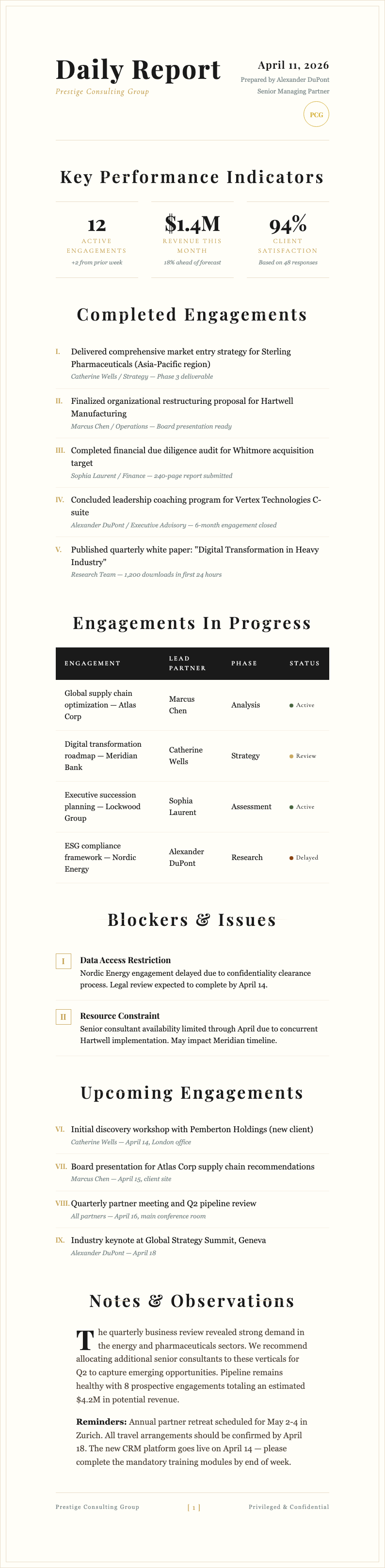 Luxury premium daily report